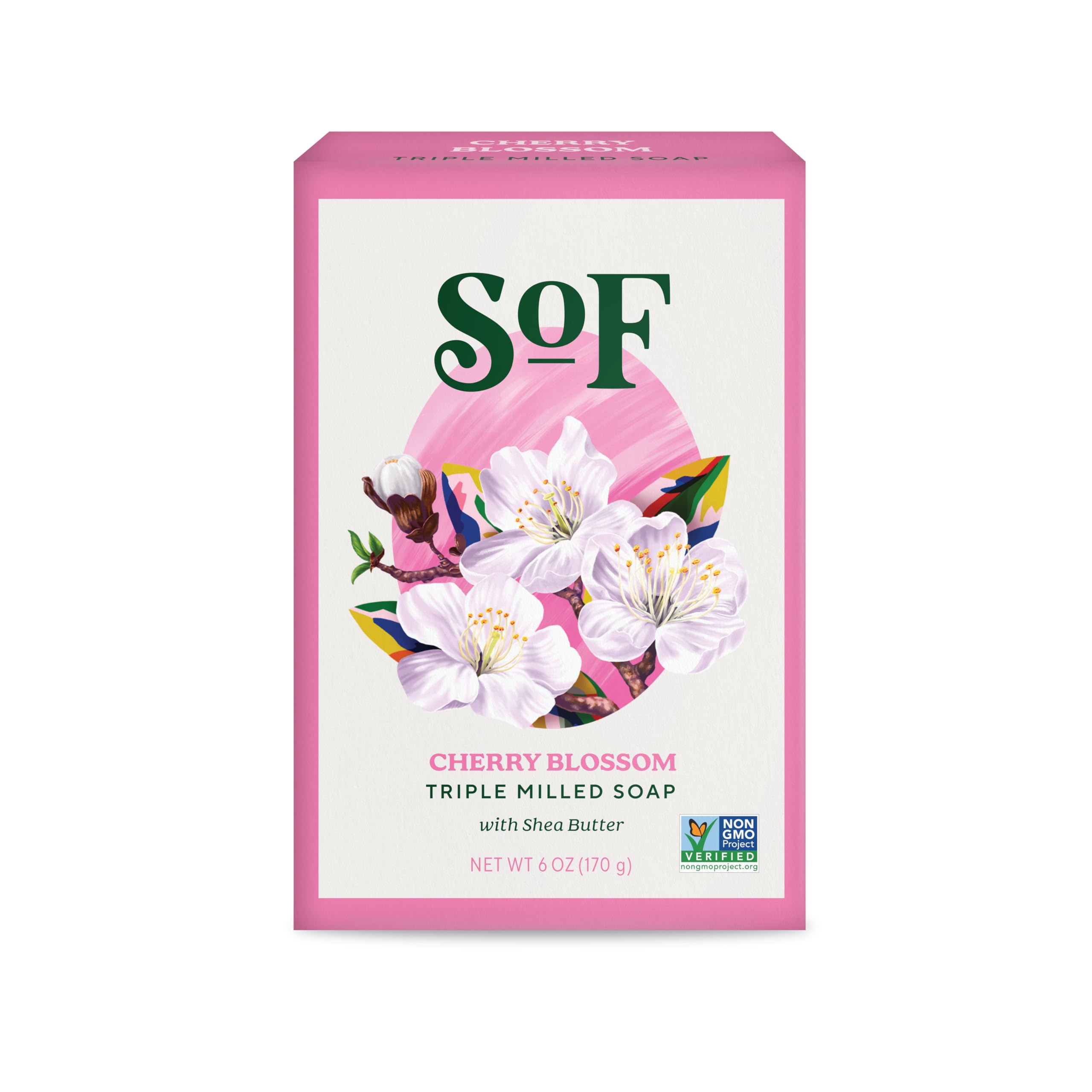 South Of France Natural Body Care Triple Milled Large 6OZ Bar Soap (Cherry Blossom 1 Bar)