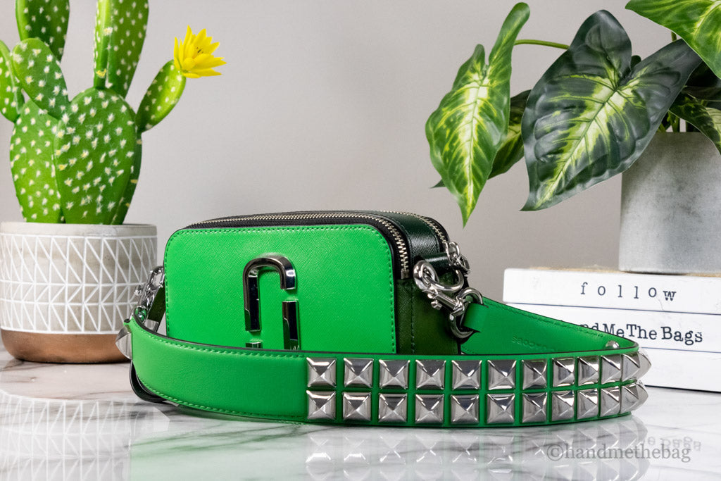 Marc Jacobs The Studded Snapshot Saffiano Leather Handbag – Fern Green